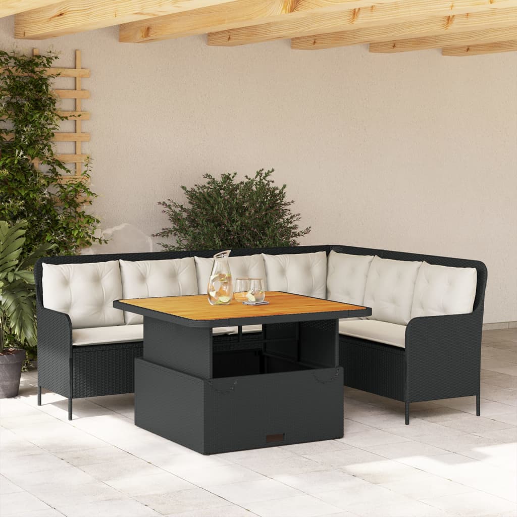 2-delige Loungeset met kussens poly rattan zwart is nu te koop bij PeponiXL, paradijselijk wonen!