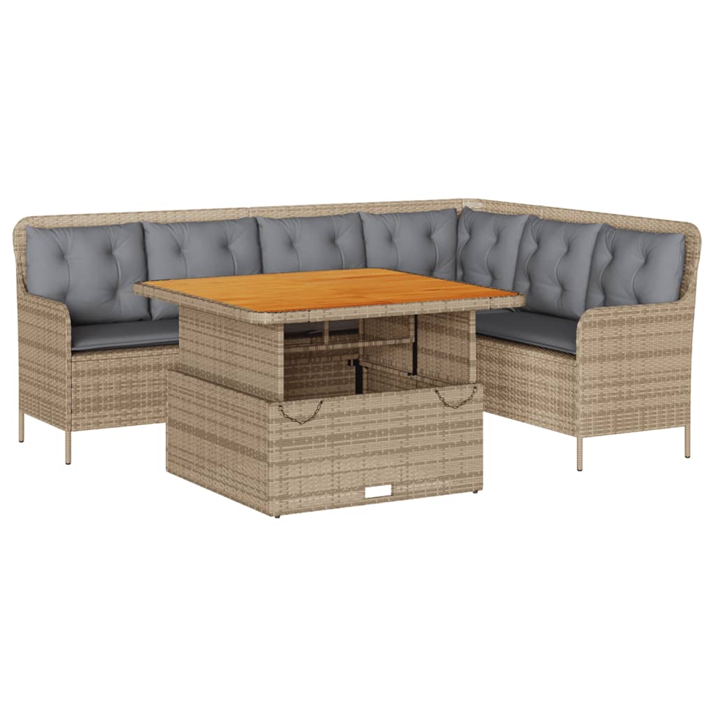 2-delige Loungeset met kussens poly rattan beige is nu te koop bij PeponiXL, paradijselijk wonen!