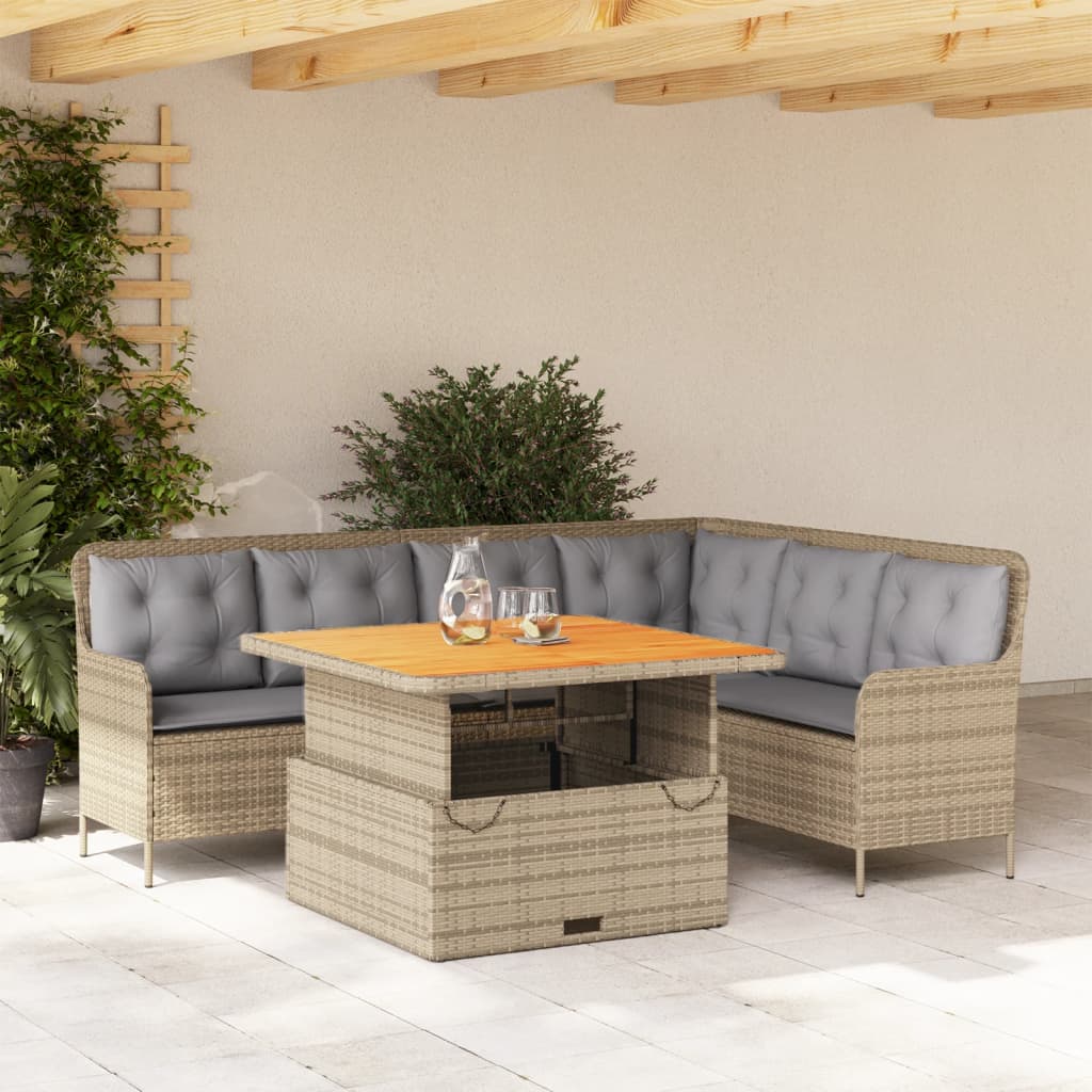 2-delige Loungeset met kussens poly rattan beige is nu te koop bij PeponiXL, paradijselijk wonen!