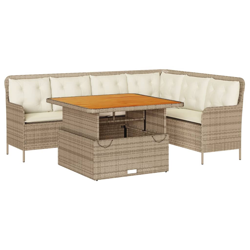 2-delige Loungeset met kussens poly rattan beige is nu te koop bij PeponiXL, paradijselijk wonen!