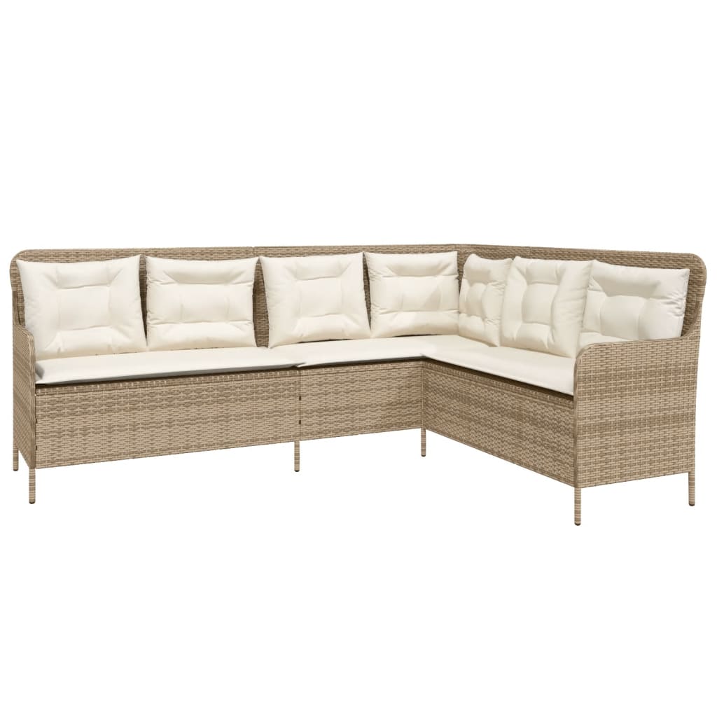 2-delige Loungeset met kussens poly rattan beige is nu te koop bij PeponiXL, paradijselijk wonen!