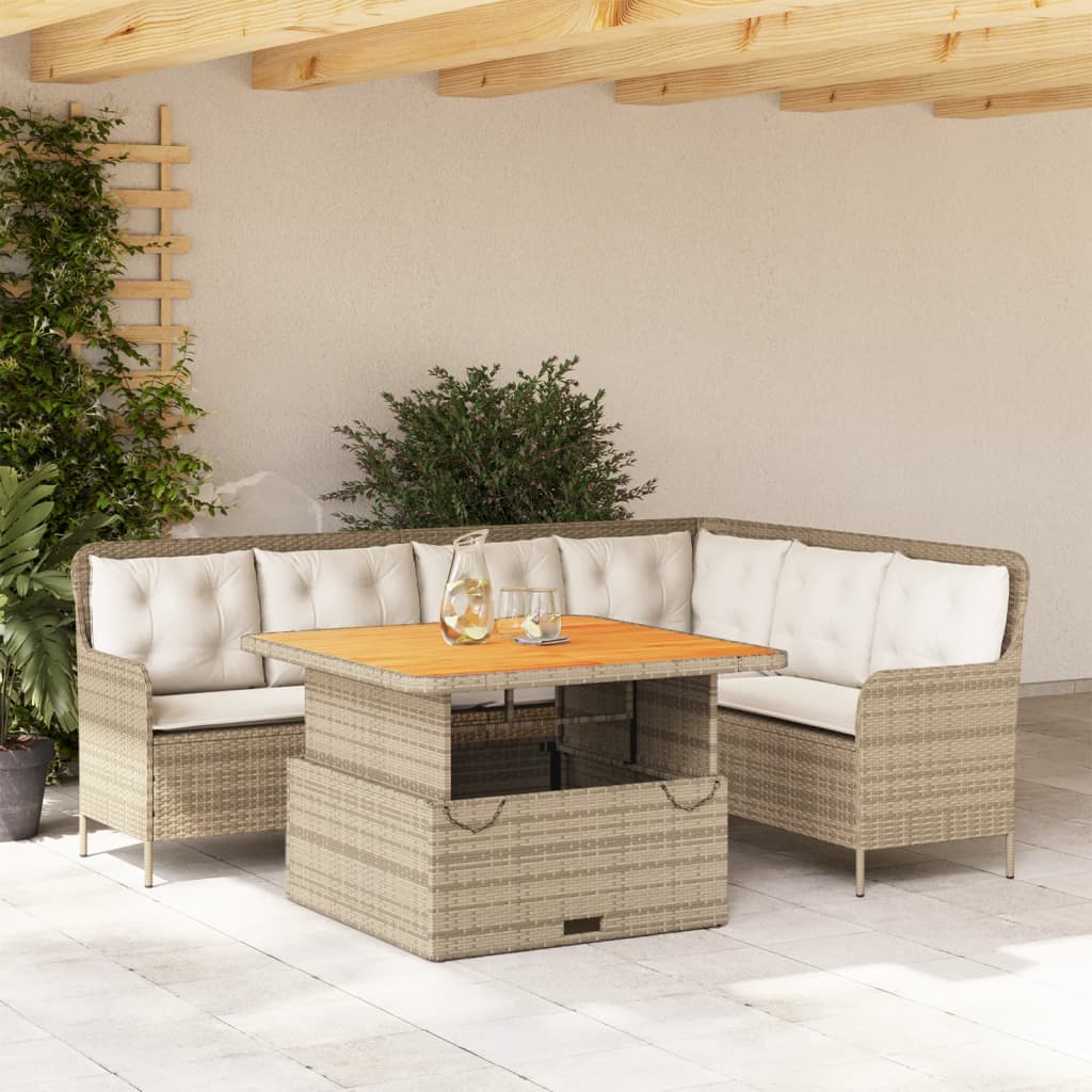 2-delige Loungeset met kussens poly rattan beige is nu te koop bij PeponiXL, paradijselijk wonen!