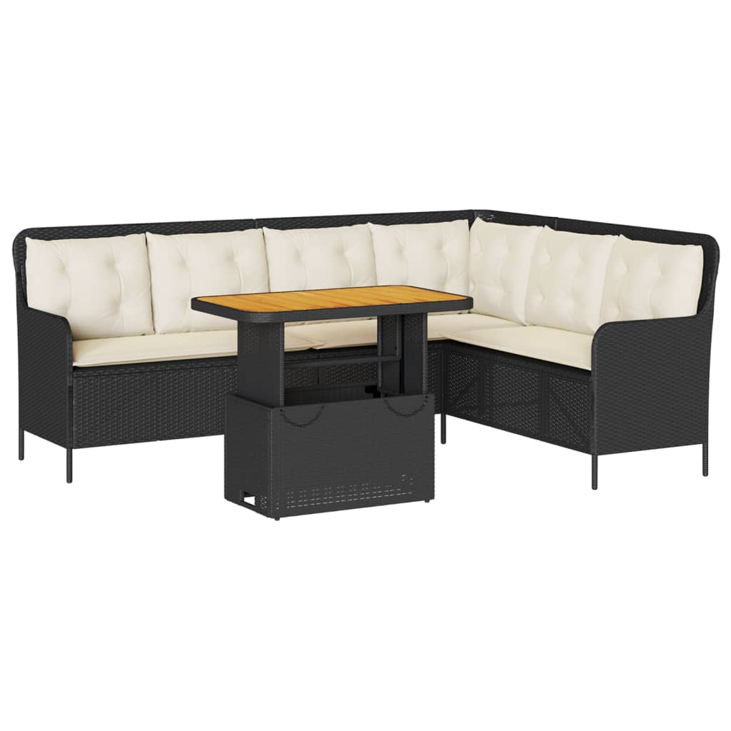 2-delige Loungeset met kussens poly rattan zwart is nu te koop bij PeponiXL, paradijselijk wonen!