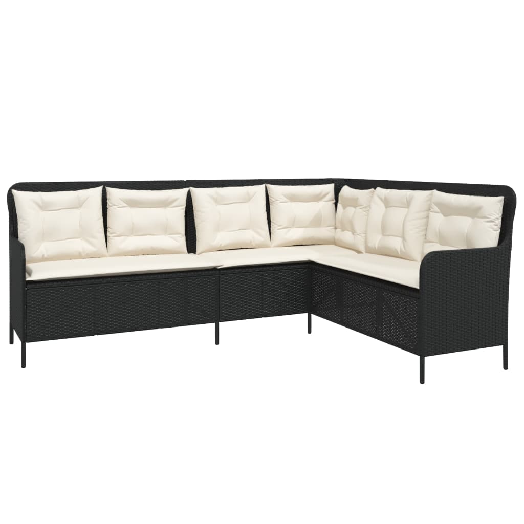 2-delige Loungeset met kussens poly rattan zwart is nu te koop bij PeponiXL, paradijselijk wonen!