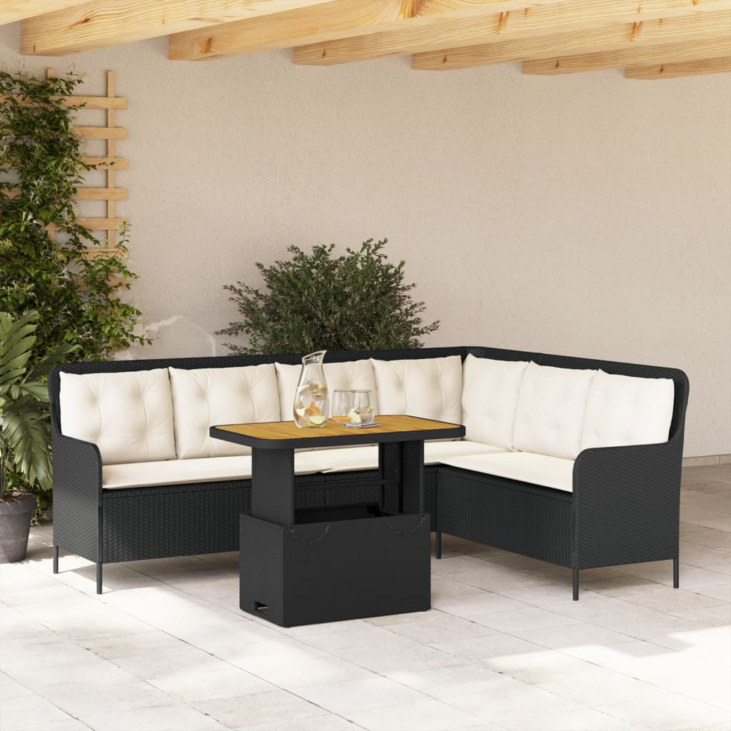 2-delige Loungeset met kussens poly rattan zwart is nu te koop bij PeponiXL, paradijselijk wonen!