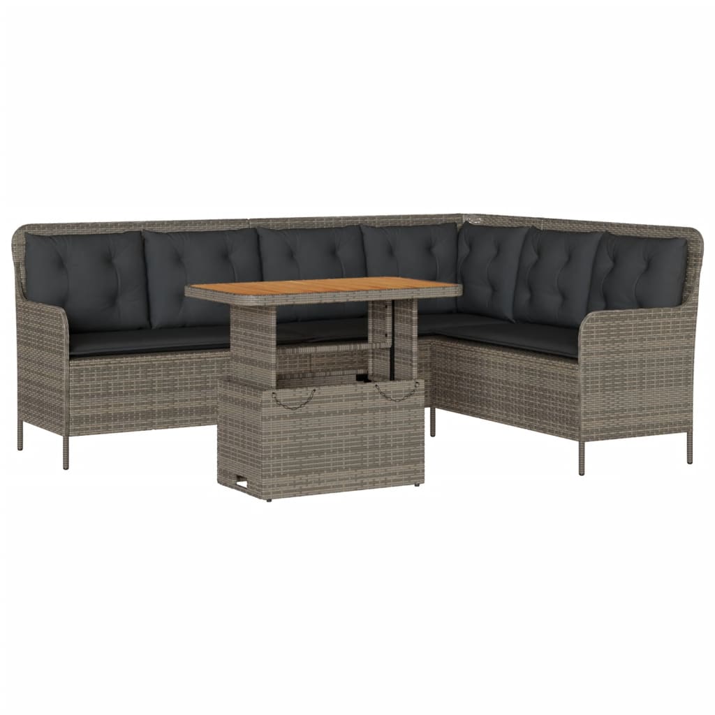 2-delige Loungeset met kussens poly rattan grijs is nu te koop bij PeponiXL, paradijselijk wonen!