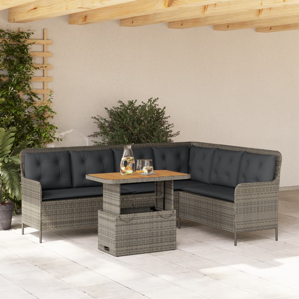 2-delige Loungeset met kussens poly rattan grijs is nu te koop bij PeponiXL, paradijselijk wonen!