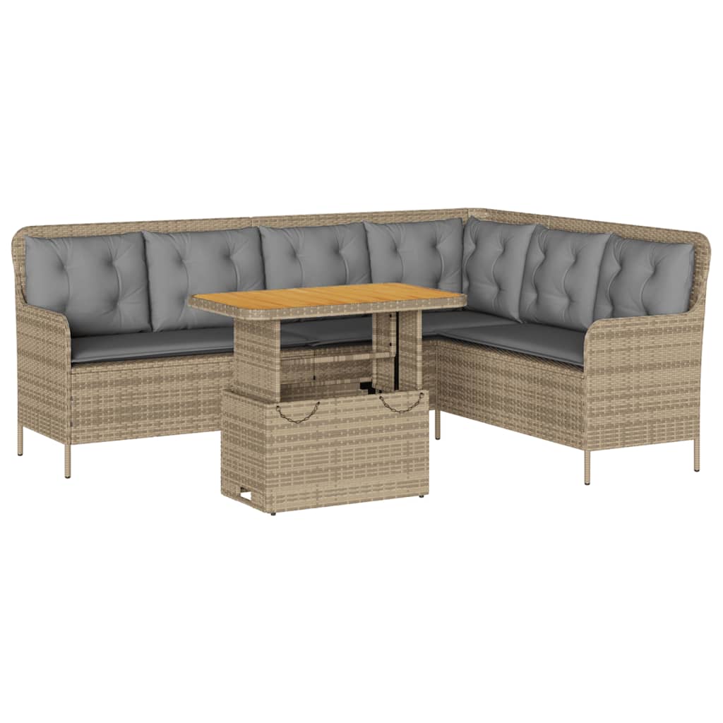 2-delige Loungeset met kussens poly rattan beige is nu te koop bij PeponiXL, paradijselijk wonen!