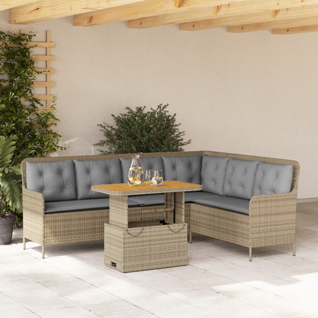 2-delige Loungeset met kussens poly rattan beige is nu te koop bij PeponiXL, paradijselijk wonen!