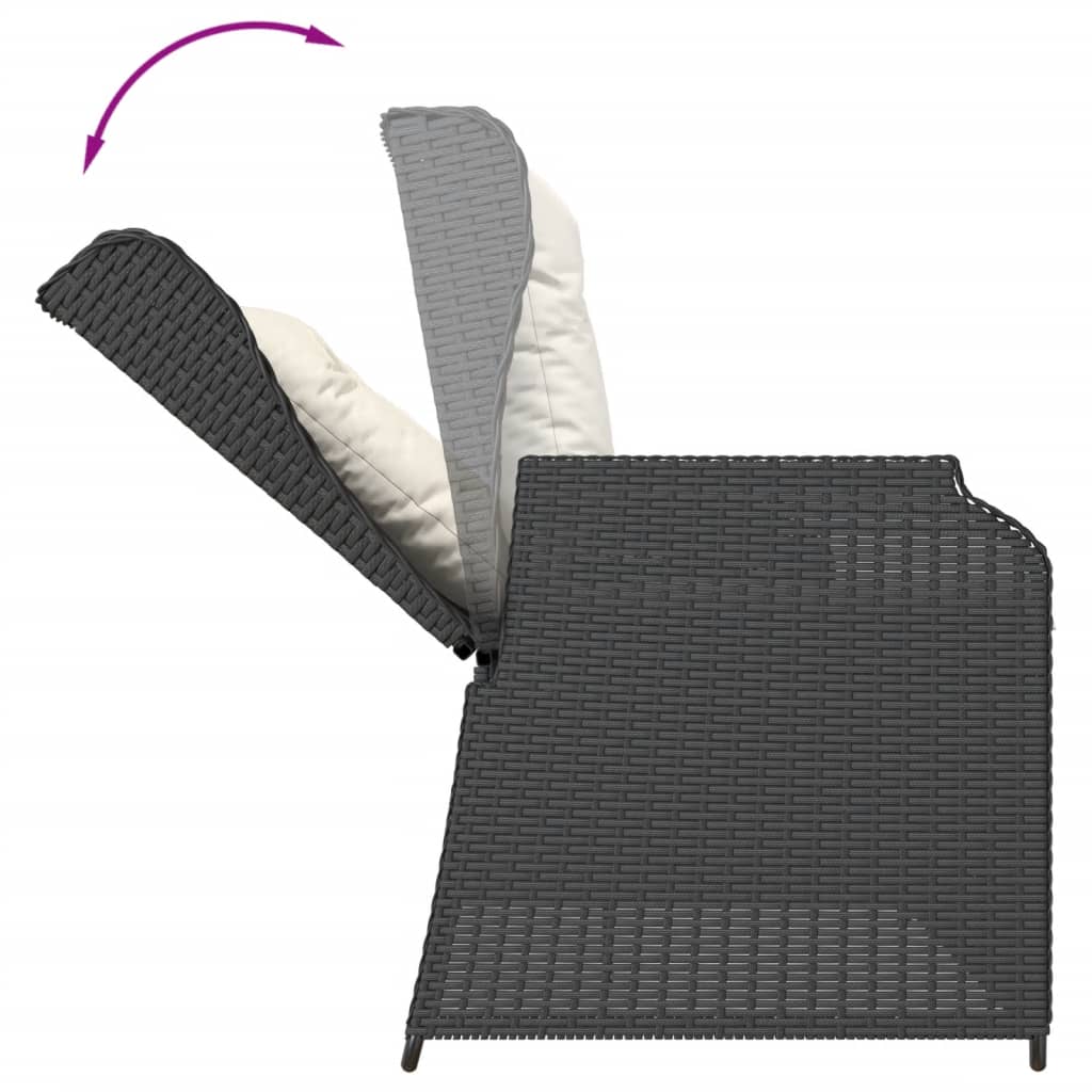 3-delige Loungeset met kussens poly rattan zwart is nu te koop bij PeponiXL, paradijselijk wonen!