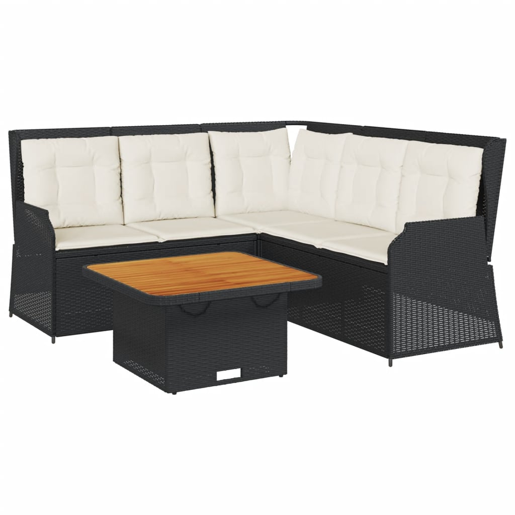 4-delige Loungeset met kussens poly rattan zwart is nu te koop bij PeponiXL, paradijselijk wonen!