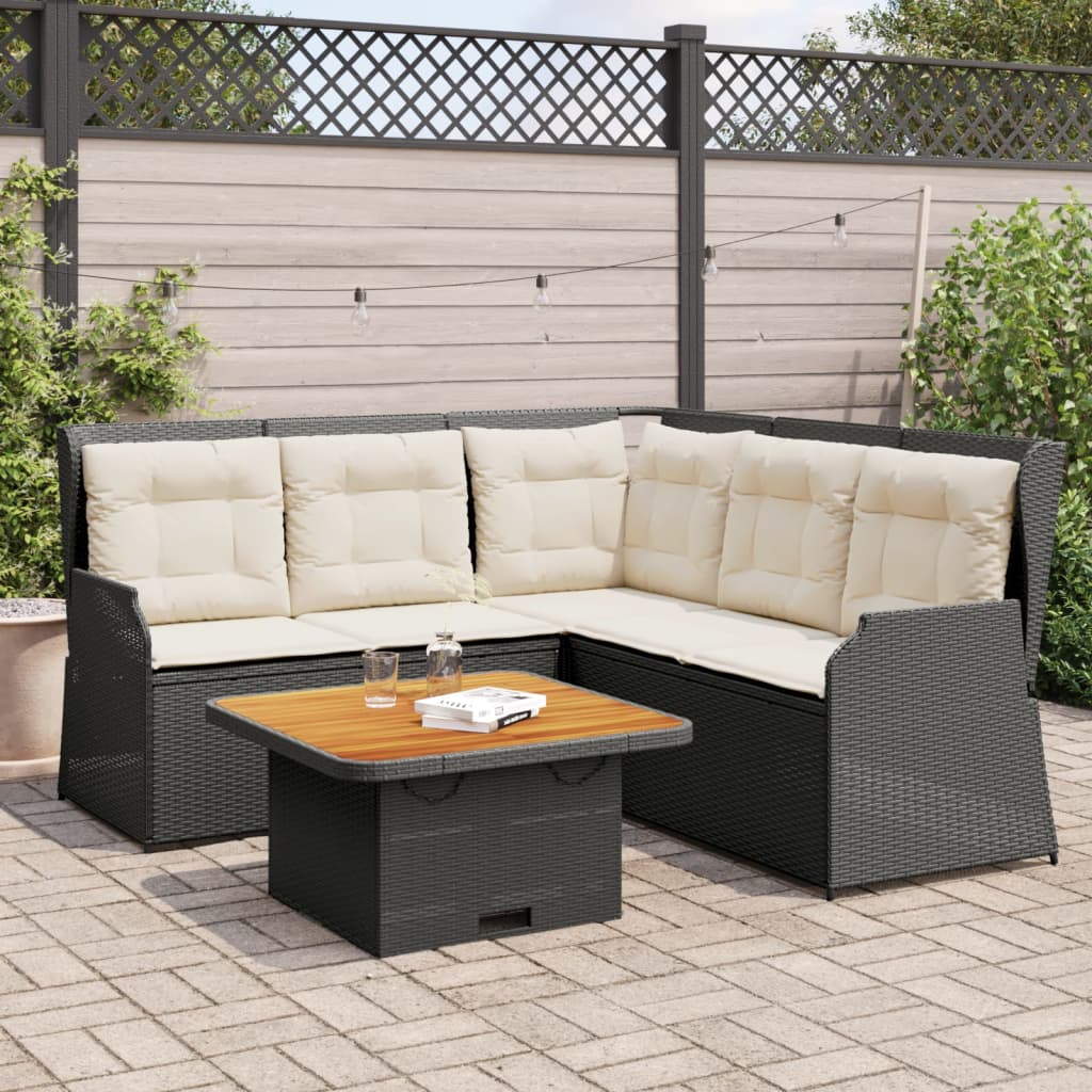 4-delige Loungeset met kussens poly rattan zwart is nu te koop bij PeponiXL, paradijselijk wonen!