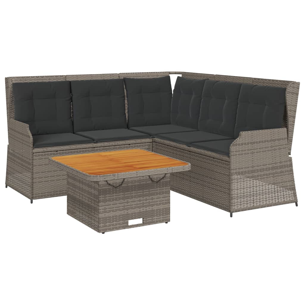 4-delige Loungeset met kussens poly rattan grijs is nu te koop bij PeponiXL, paradijselijk wonen!