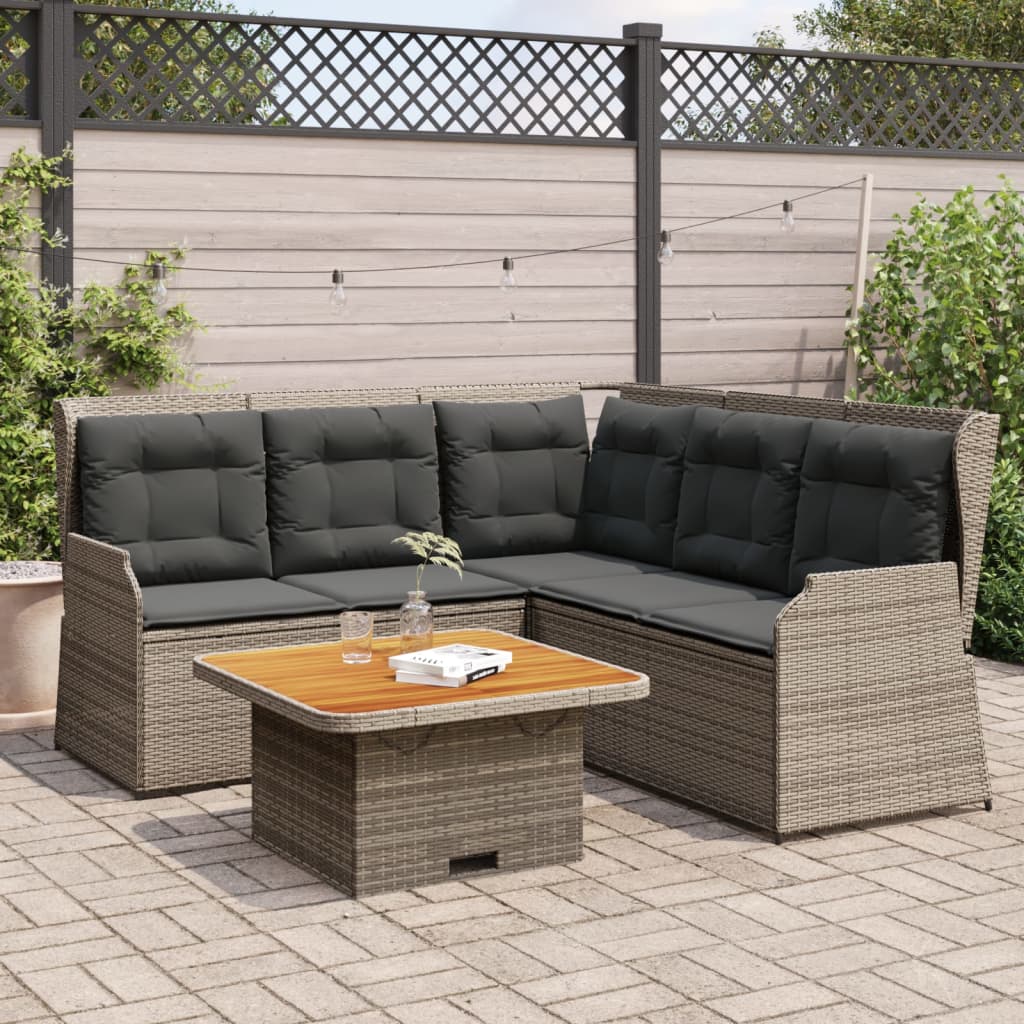 4-delige Loungeset met kussens poly rattan grijs is nu te koop bij PeponiXL, paradijselijk wonen!