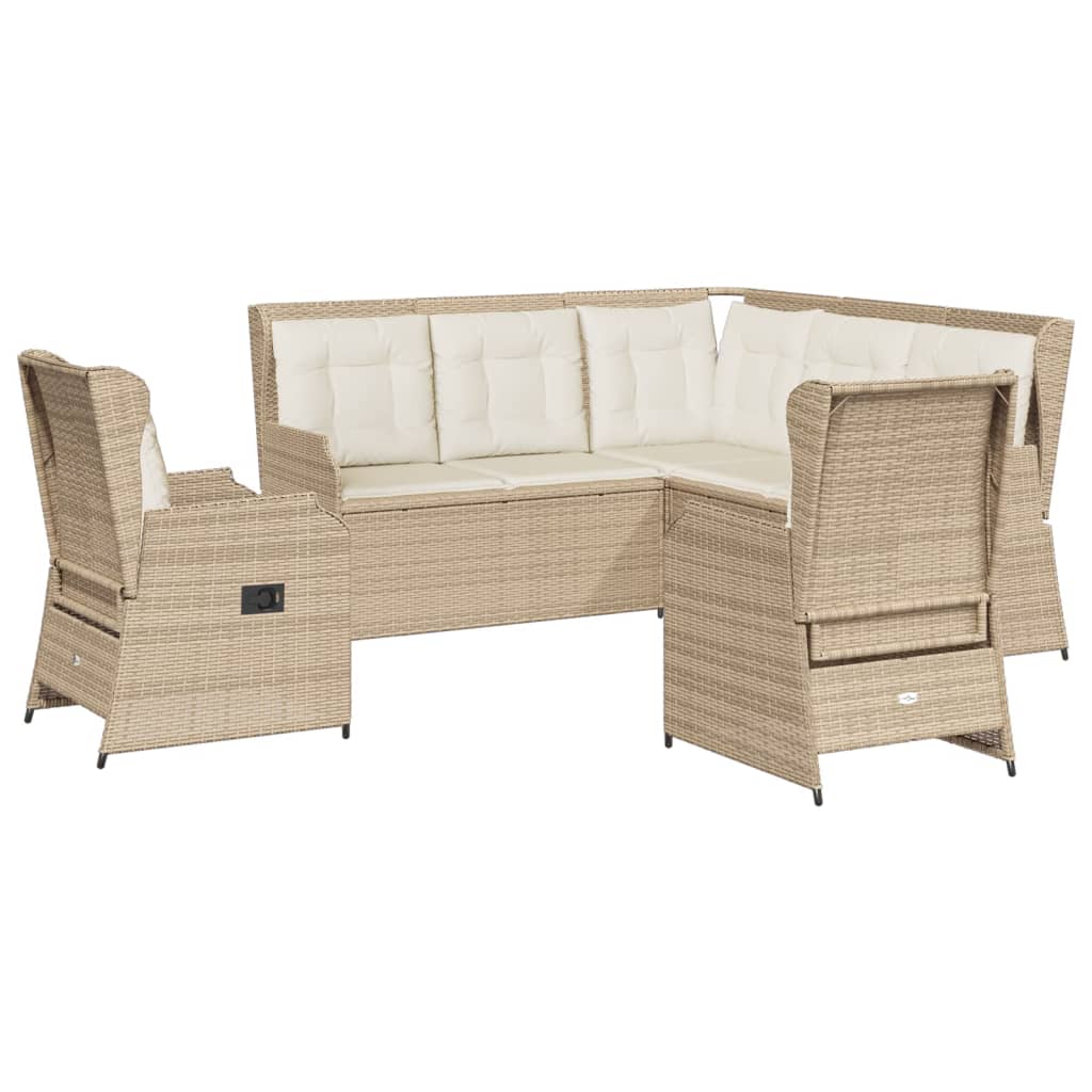 5-delige Loungeset met kussens poly rattan beige is nu te koop bij PeponiXL, paradijselijk wonen!