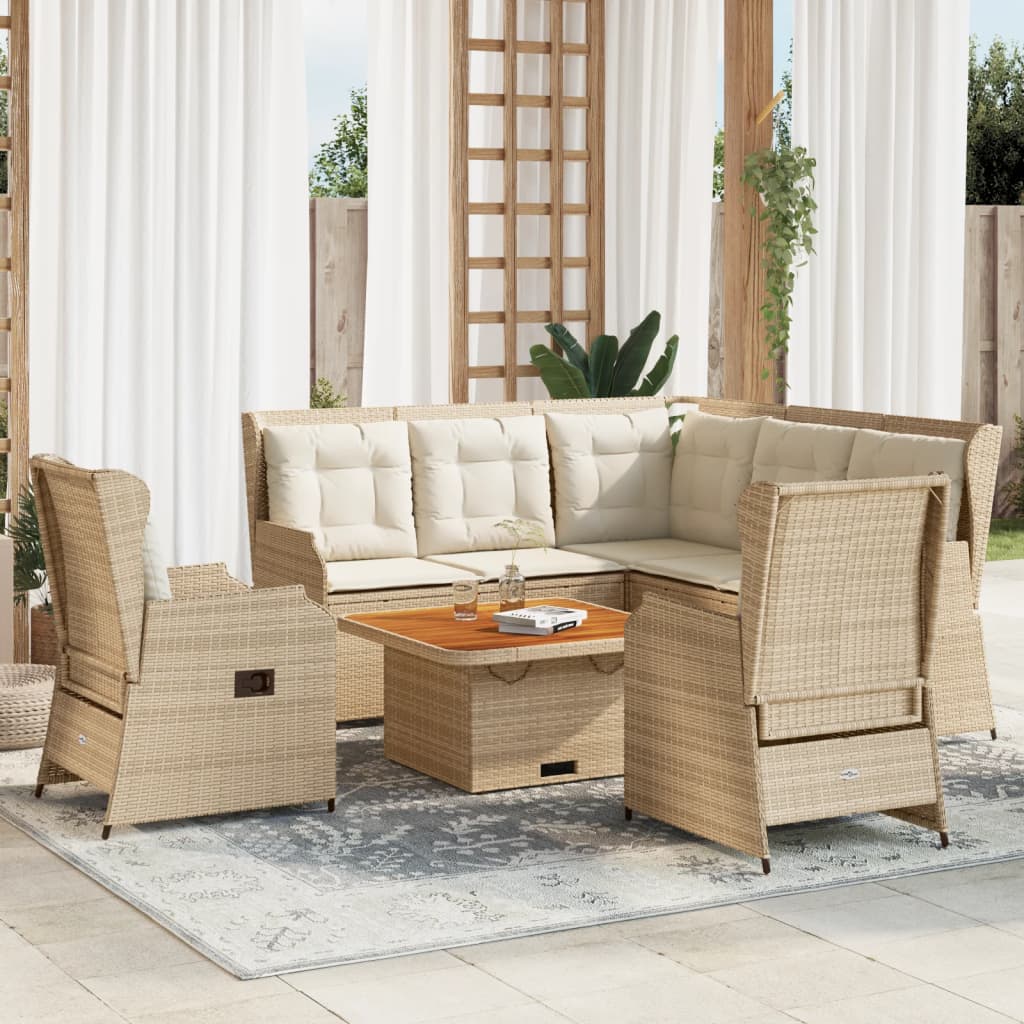 5-delige Loungeset met kussens poly rattan beige is nu te koop bij PeponiXL, paradijselijk wonen!