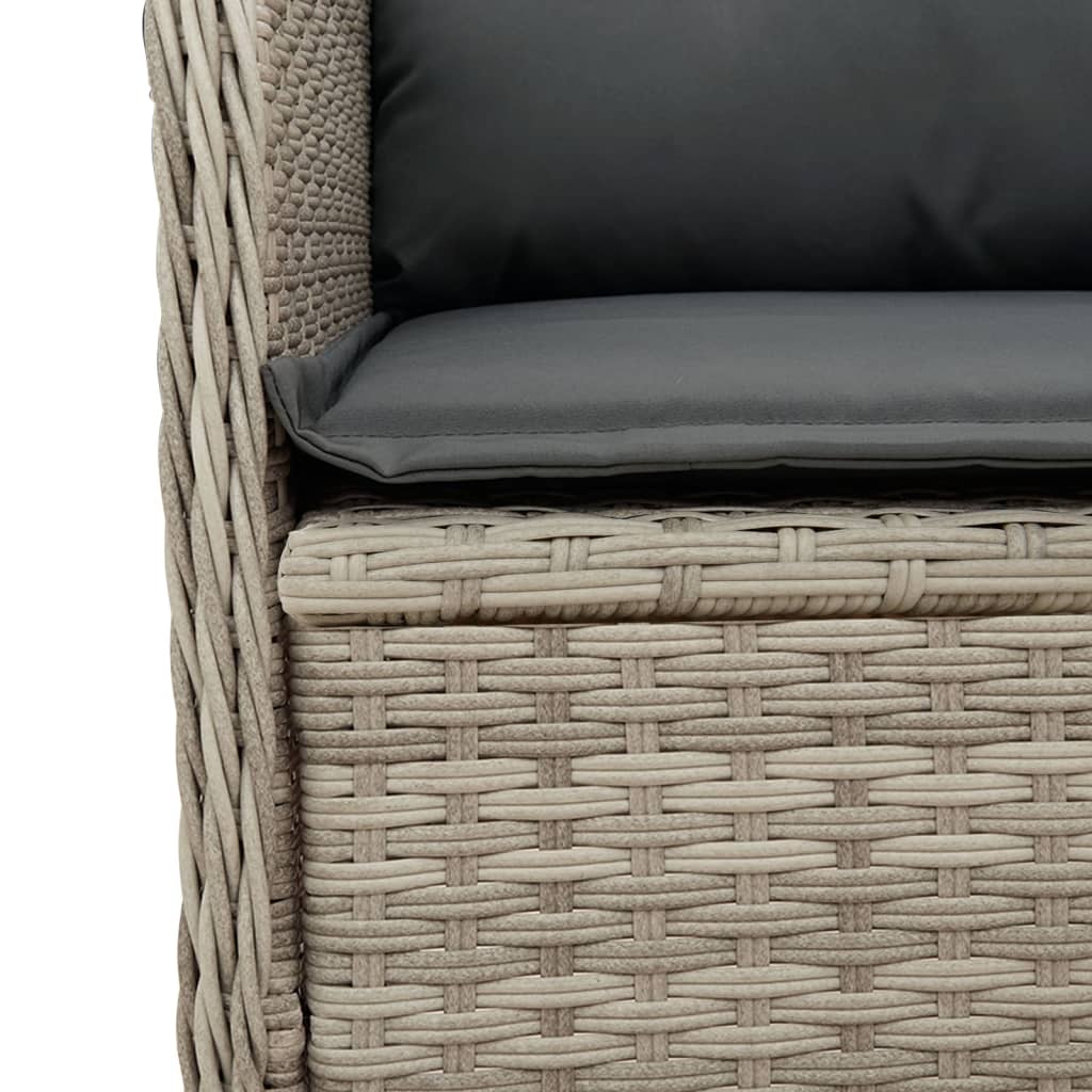 5-delige Loungeset met kussens poly rattan lichtgrijs
