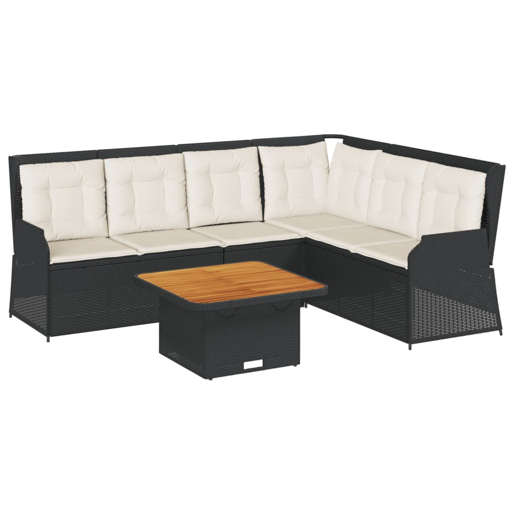 5-delige Loungeset met kussens poly rattan zwart is nu te koop bij PeponiXL, paradijselijk wonen!