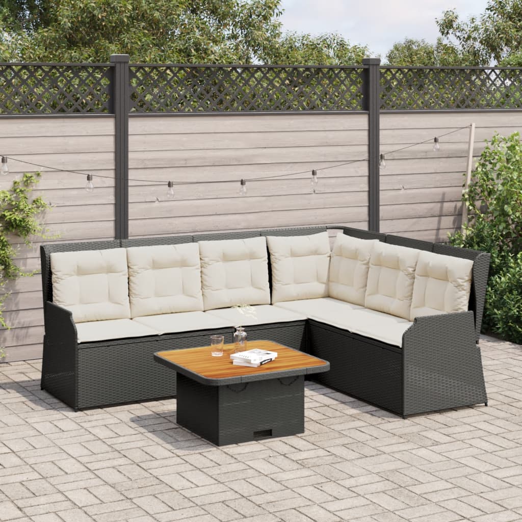 5-delige Loungeset met kussens poly rattan zwart is nu te koop bij PeponiXL, paradijselijk wonen!