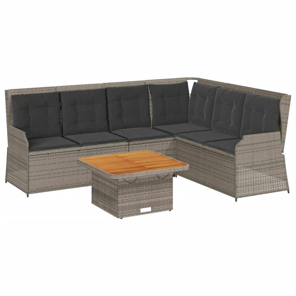 5-delige Loungeset met kussens poly rattan grijs is nu te koop bij PeponiXL, paradijselijk wonen!