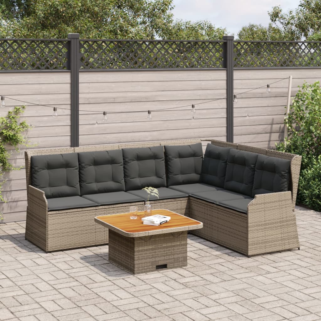 5-delige Loungeset met kussens poly rattan grijs is nu te koop bij PeponiXL, paradijselijk wonen!