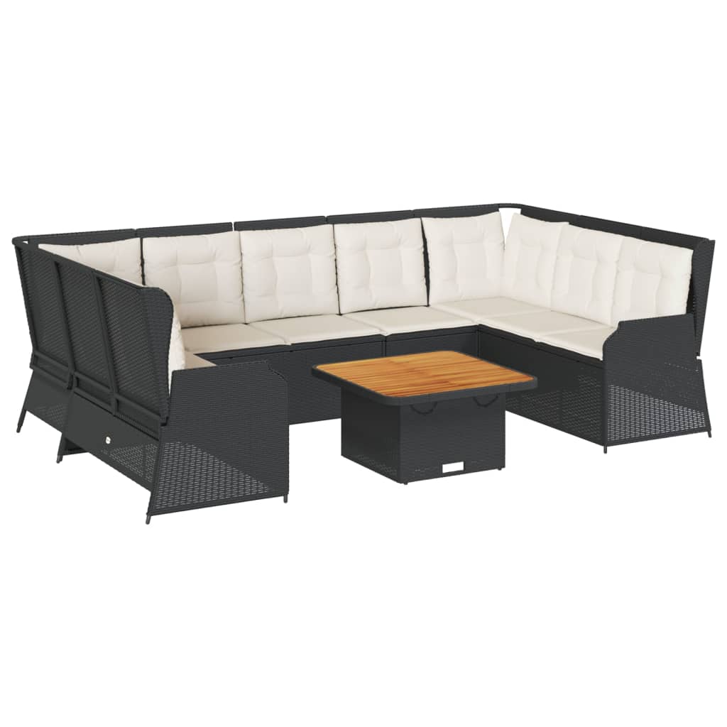 7-delige Loungeset met kussens poly rattan zwart is nu te koop bij PeponiXL, paradijselijk wonen!