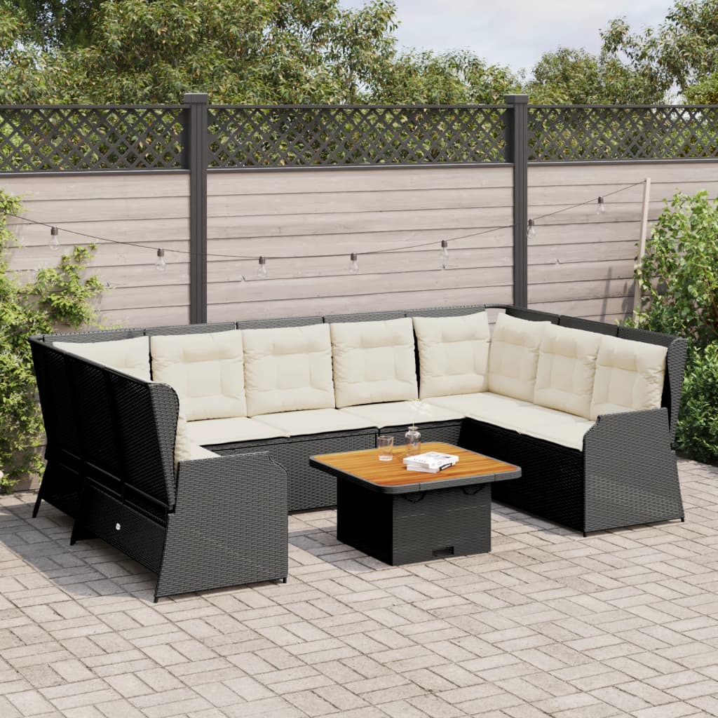 7-delige Loungeset met kussens poly rattan zwart is nu te koop bij PeponiXL, paradijselijk wonen!