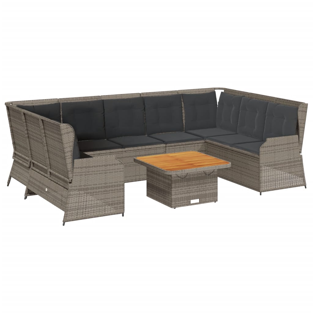 7-delige Loungeset met kussens poly rattan grijs is nu te koop bij PeponiXL, paradijselijk wonen!