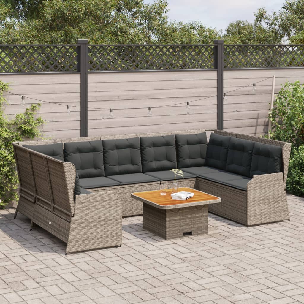 7-delige Loungeset met kussens poly rattan grijs is nu te koop bij PeponiXL, paradijselijk wonen!