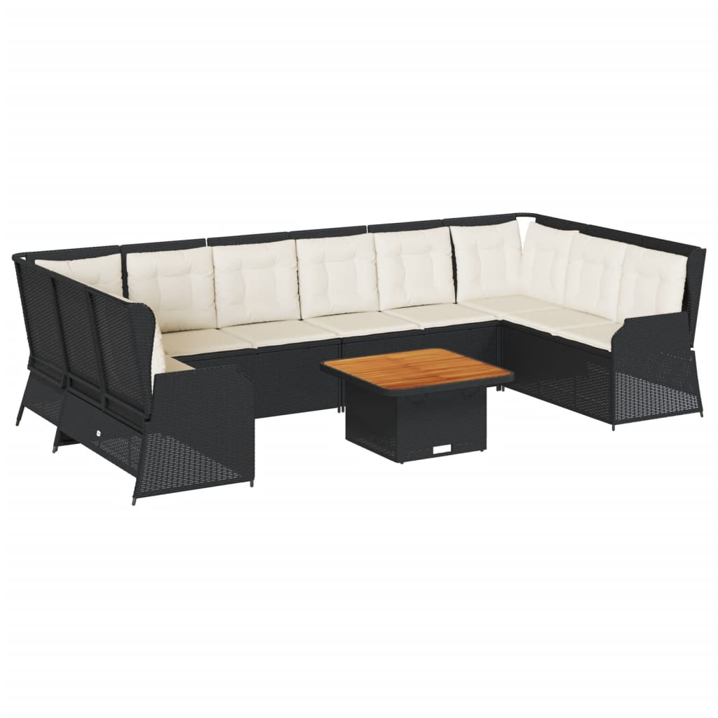 7-delige Loungeset met kussens poly rattan zwart is nu te koop bij PeponiXL, paradijselijk wonen!