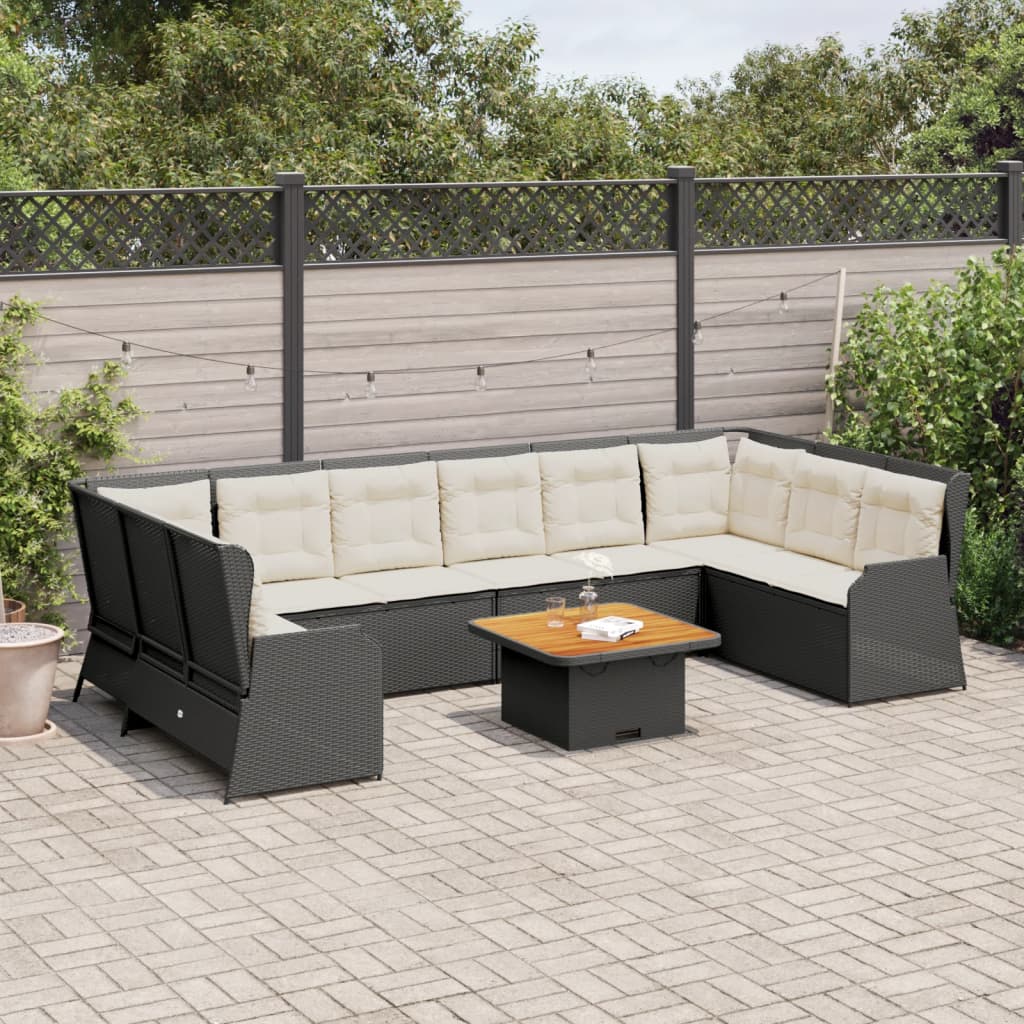 7-delige Loungeset met kussens poly rattan zwart is nu te koop bij PeponiXL, paradijselijk wonen!