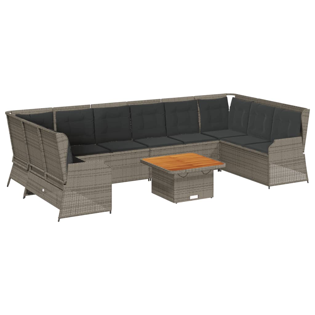7-delige Loungeset met kussens poly rattan grijs is nu te koop bij PeponiXL, paradijselijk wonen!