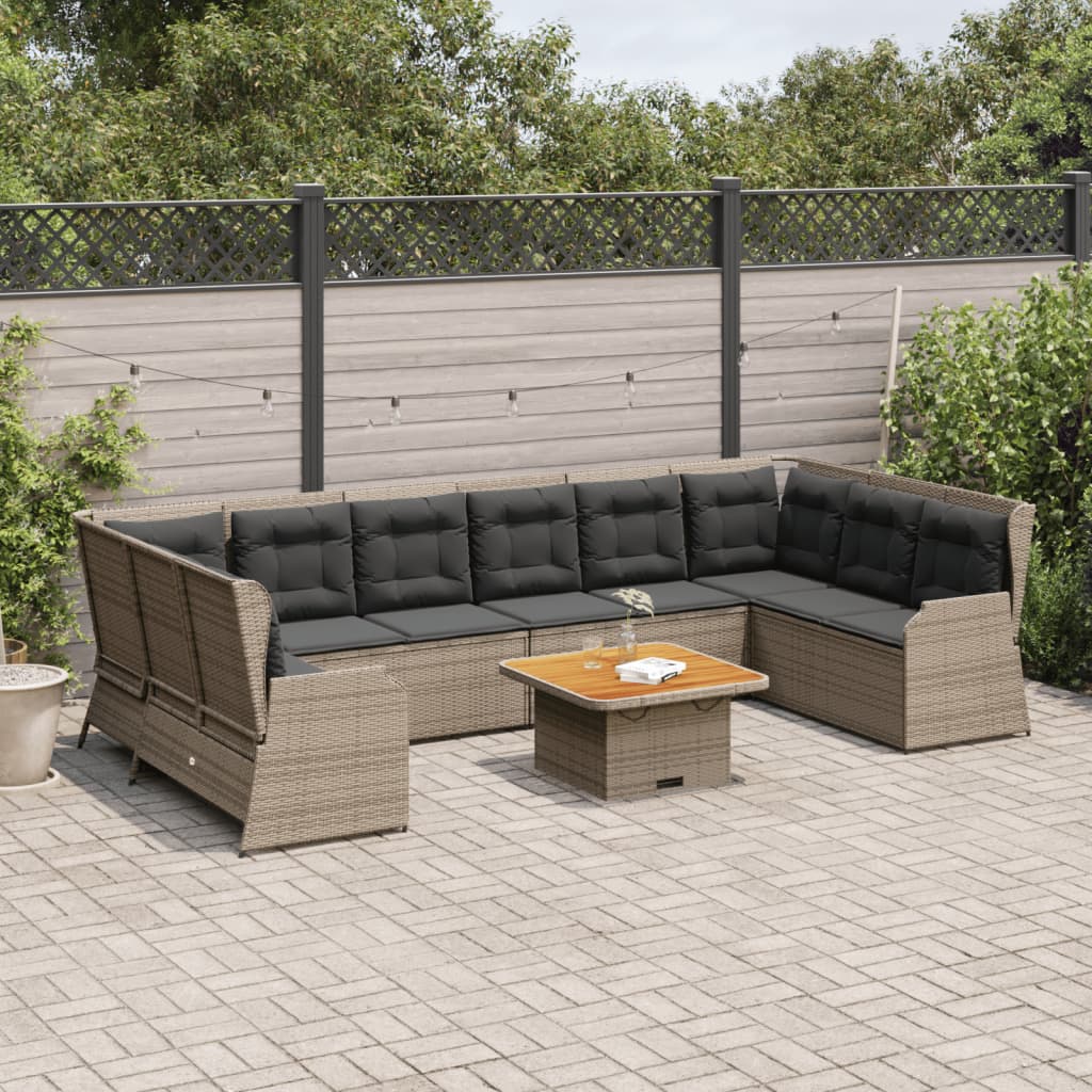 7-delige Loungeset met kussens poly rattan grijs is nu te koop bij PeponiXL, paradijselijk wonen!