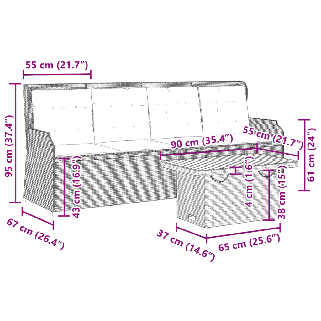 3-delige Loungeset met kussens poly rattan zwart is nu te koop bij PeponiXL, paradijselijk wonen!