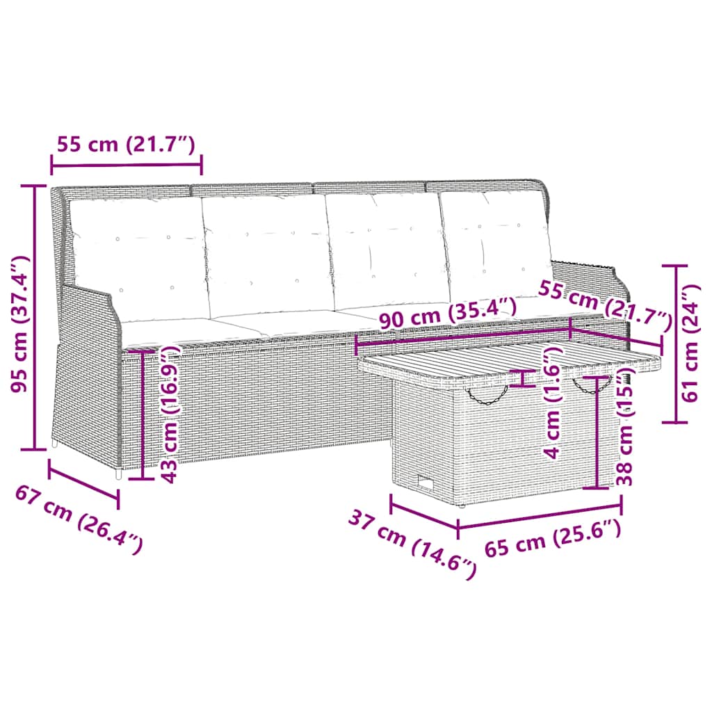 3-delige Loungeset met kussens poly rattan grijs is nu te koop bij PeponiXL, paradijselijk wonen!