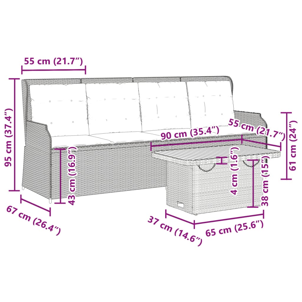 3-delige Loungeset met kussens poly rattan beige is nu te koop bij PeponiXL, paradijselijk wonen!