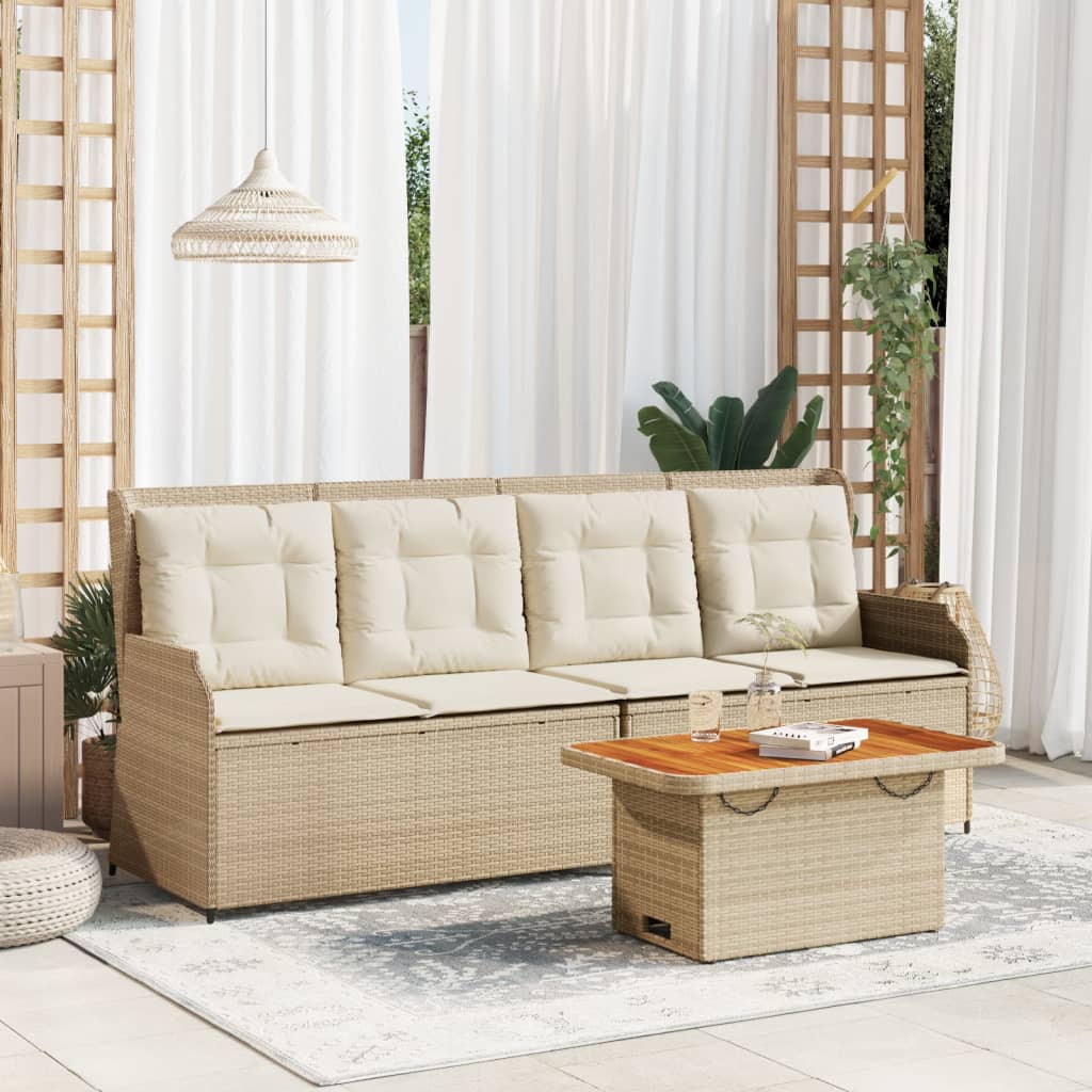 3-delige Loungeset met kussens poly rattan beige is nu te koop bij PeponiXL, paradijselijk wonen!