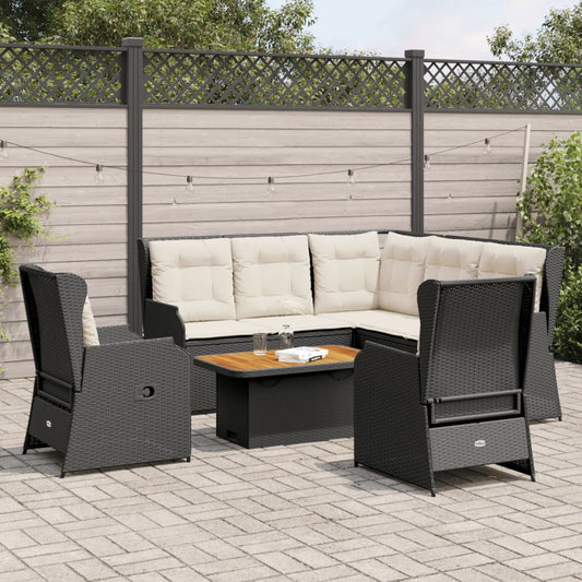 6-delige Loungeset met kussens poly rattan zwart is nu te koop bij PeponiXL, paradijselijk wonen!