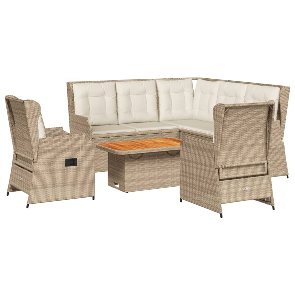 6-delige Loungeset met kussens poly rattan beige is nu te koop bij PeponiXL, paradijselijk wonen!