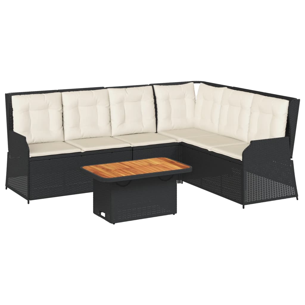 5-delige Loungeset met kussens poly rattan zwart is nu te koop bij PeponiXL, paradijselijk wonen!