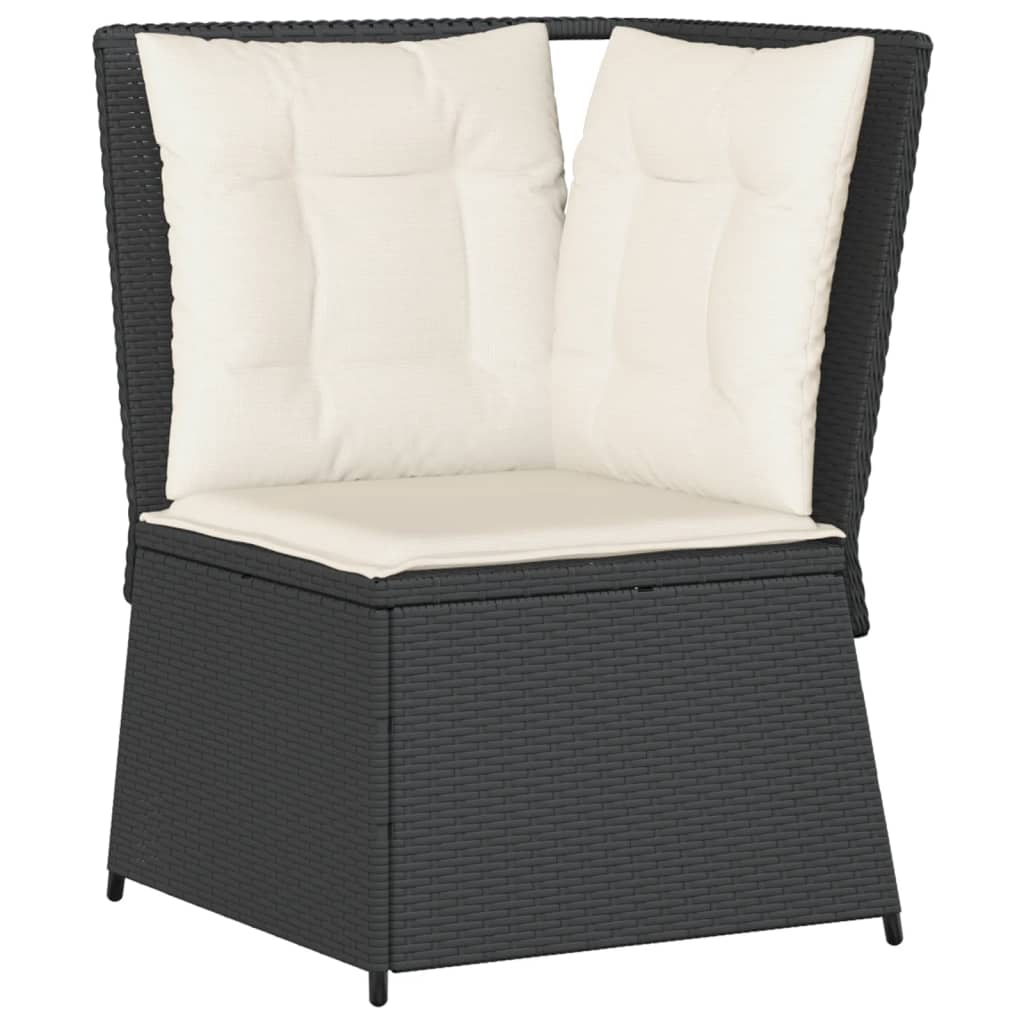 5-delige Loungeset met kussens poly rattan zwart is nu te koop bij PeponiXL, paradijselijk wonen!