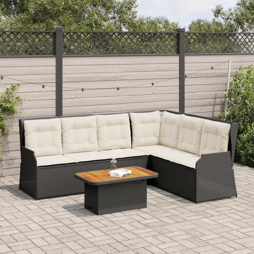 5-delige Loungeset met kussens poly rattan zwart is nu te koop bij PeponiXL, paradijselijk wonen!