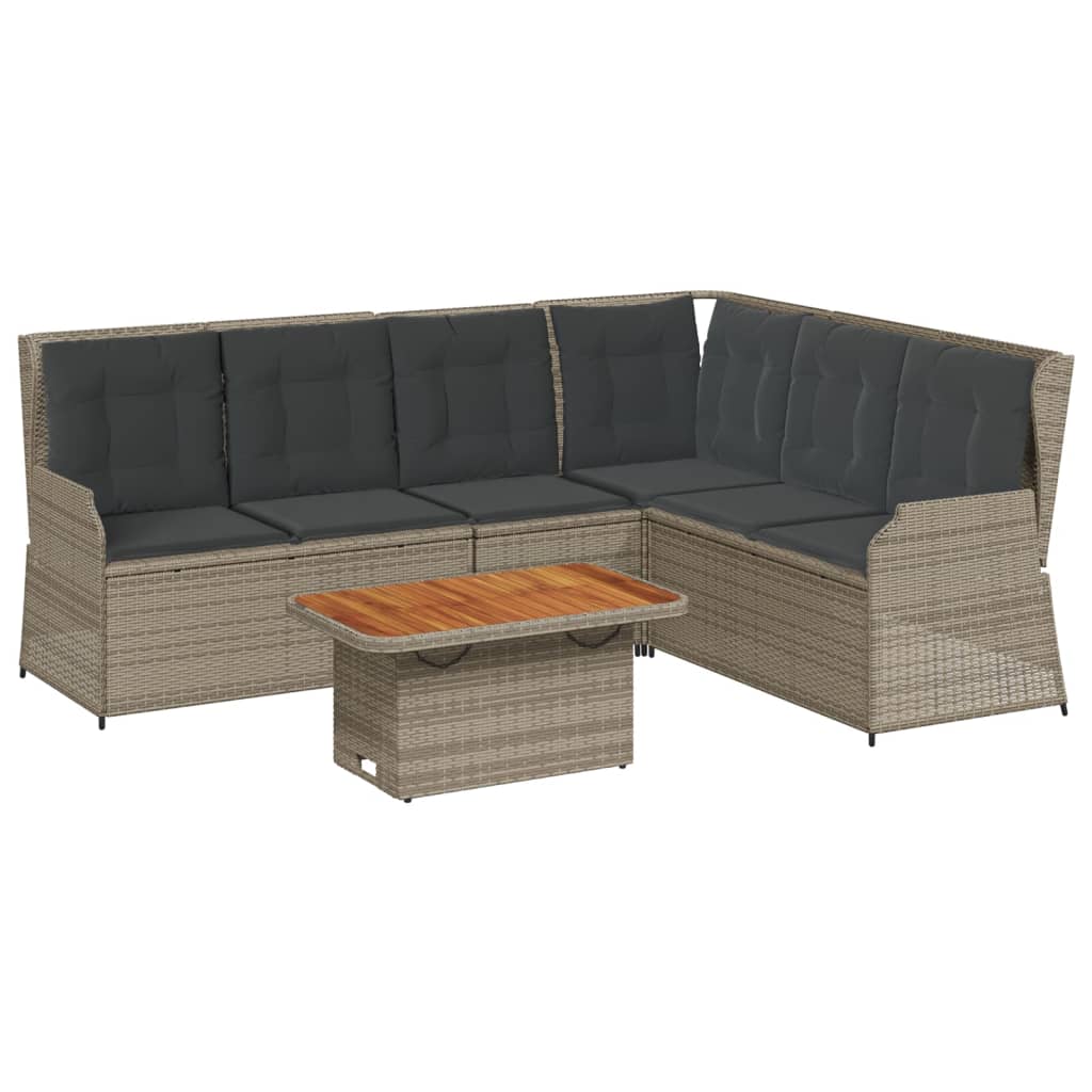 5-delige Loungeset met kussens poly rattan grijs is nu te koop bij PeponiXL, paradijselijk wonen!