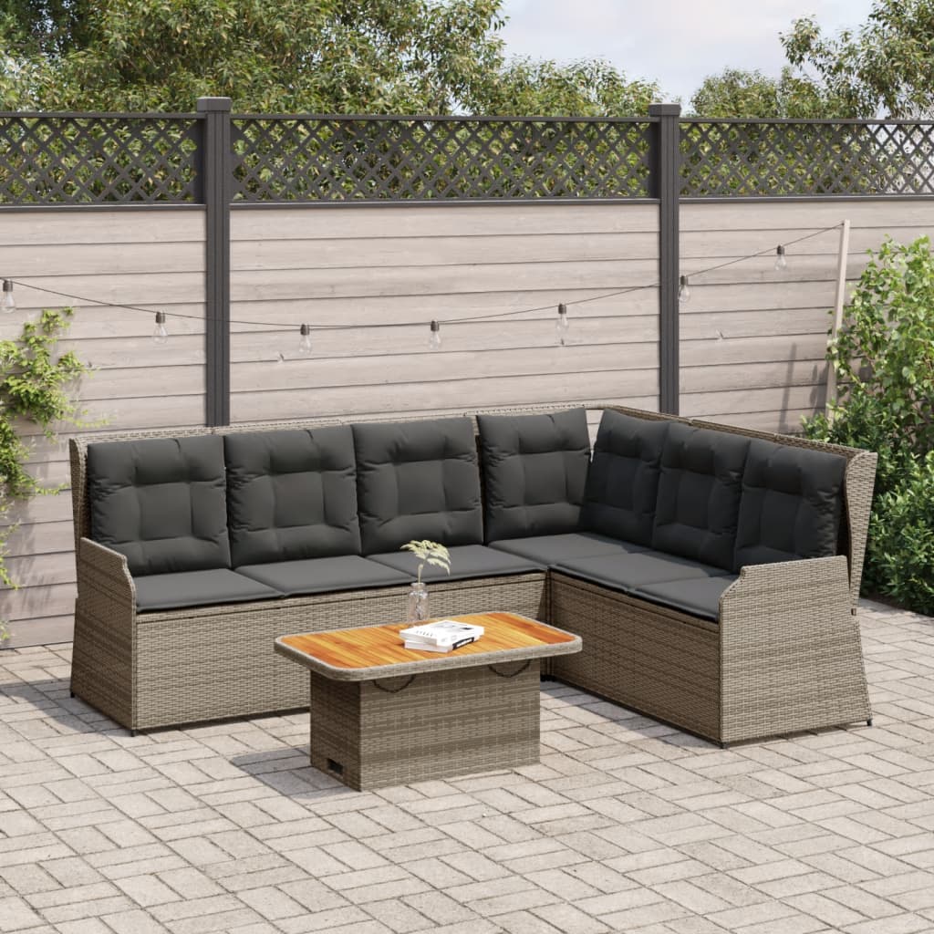 5-delige Loungeset met kussens poly rattan grijs is nu te koop bij PeponiXL, paradijselijk wonen!