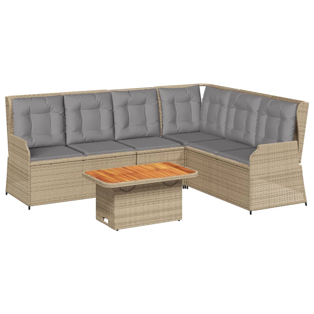 5-delige Loungeset met kussens poly rattan beige is nu te koop bij PeponiXL, paradijselijk wonen!