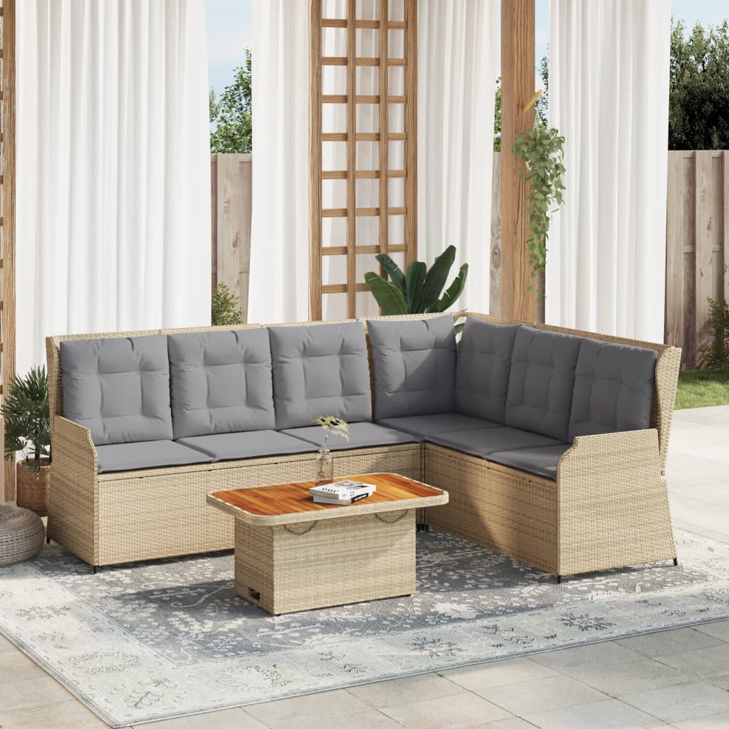 5-delige Loungeset met kussens poly rattan beige is nu te koop bij PeponiXL, paradijselijk wonen!