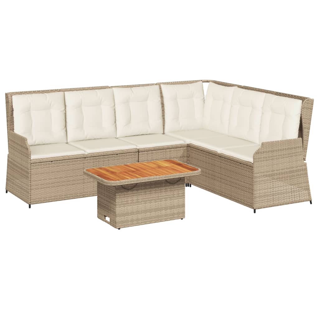 5-delige Loungeset met kussens poly rattan beige is nu te koop bij PeponiXL, paradijselijk wonen!