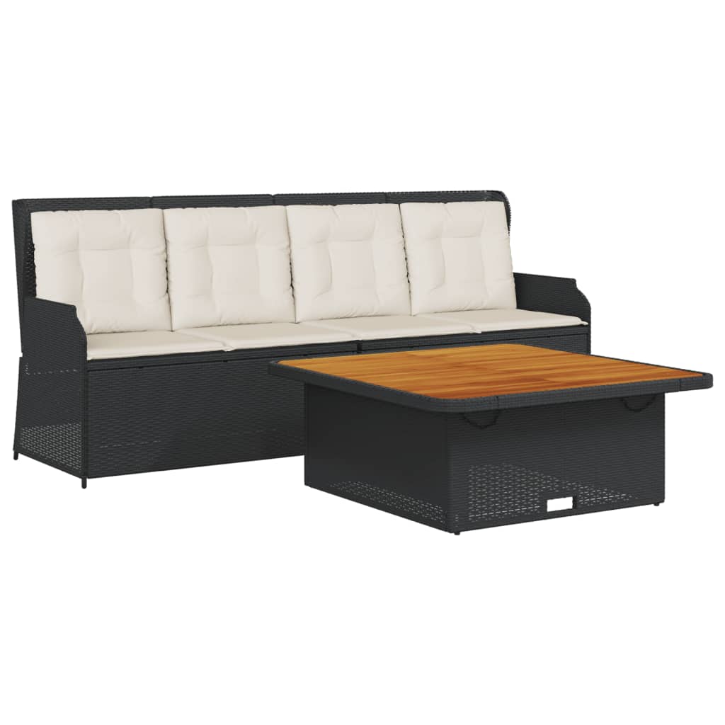 3-delige Loungeset met kussens poly rattan zwart is nu te koop bij PeponiXL, paradijselijk wonen!