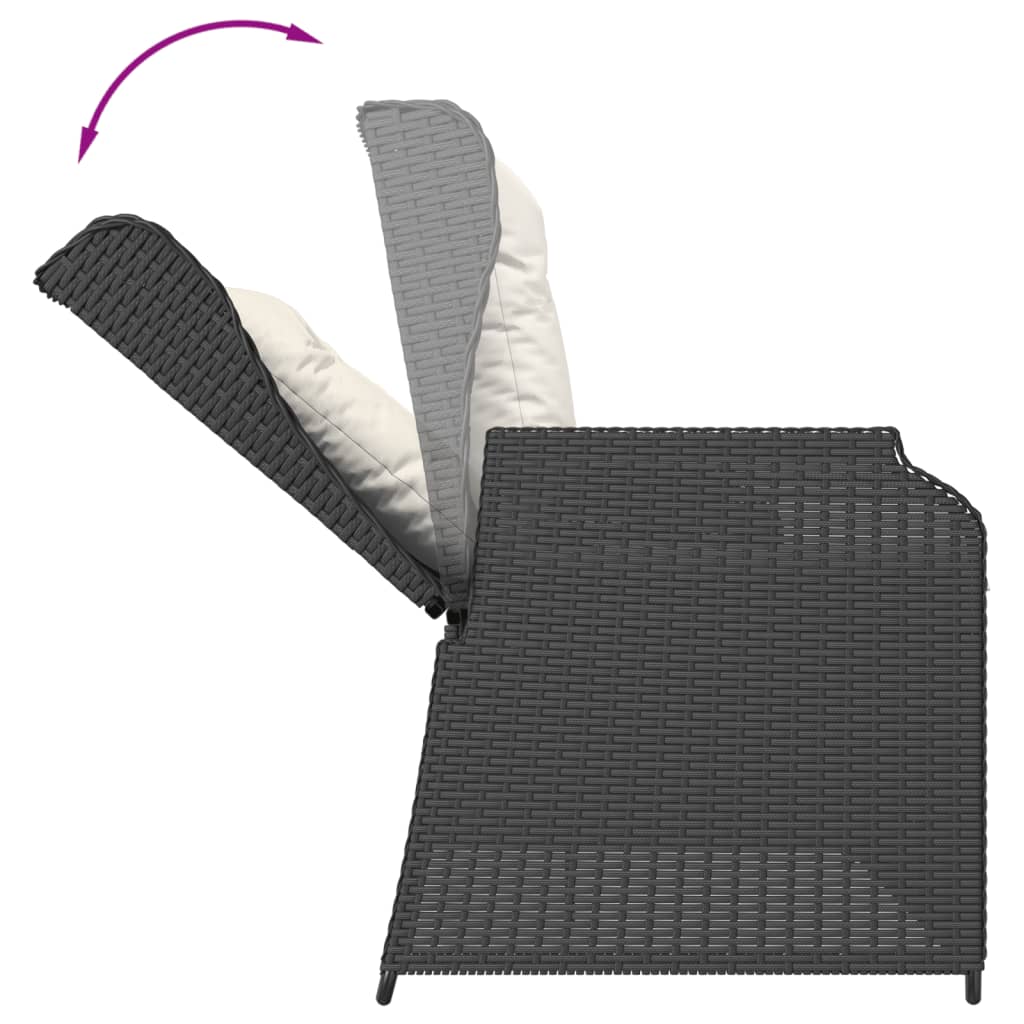 3-delige Loungeset met kussens poly rattan zwart is nu te koop bij PeponiXL, paradijselijk wonen!