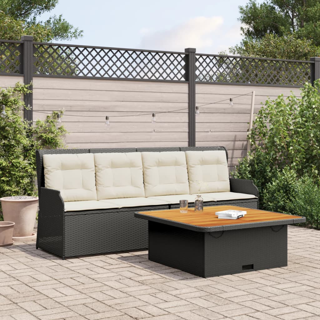 3-delige Loungeset met kussens poly rattan zwart is nu te koop bij PeponiXL, paradijselijk wonen!